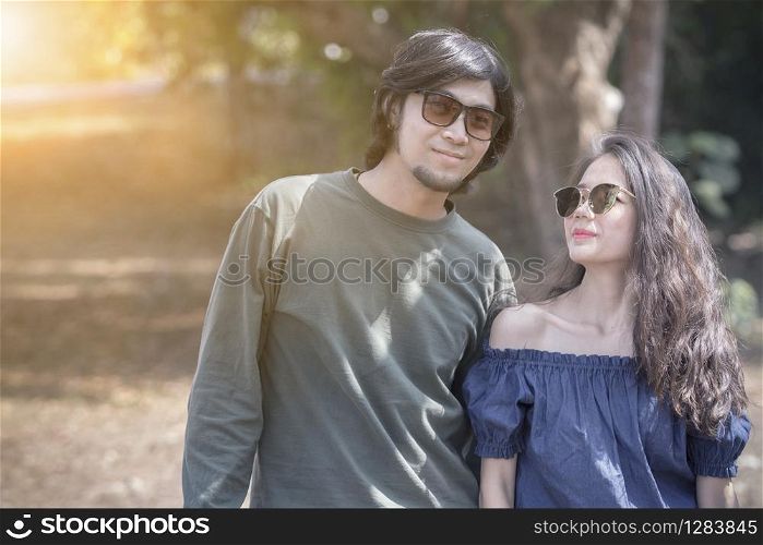 portrait of younger man and woman happiness emotion ,relaxing traveling lifestyle
