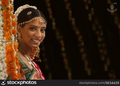 Portrait on an Indian bride smiling