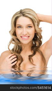 portrait picture of beautiful woman in water