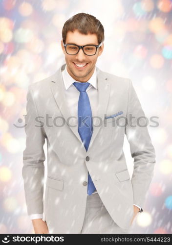 portrait picture of happy businessman in spectacles.