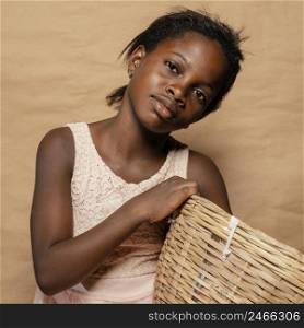 portrait smiley girl with straw basket 2