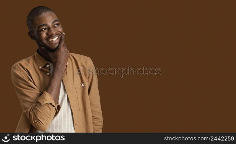 portrait smiley man with copy space