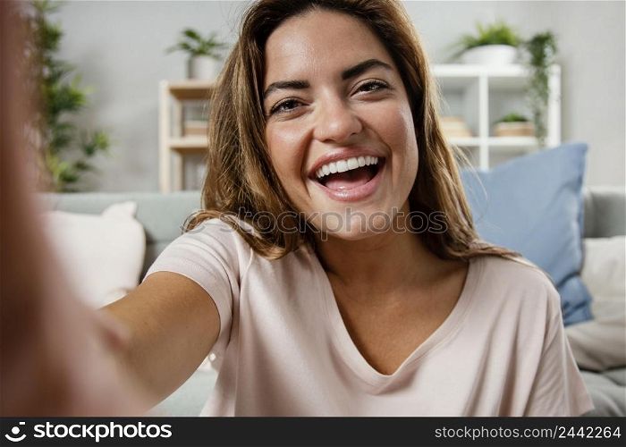 portrait smiley woman laughing