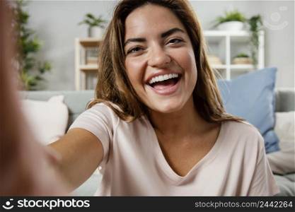 portrait smiley woman laughing
