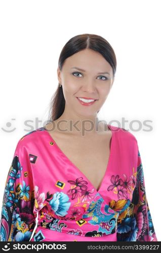 portrait smiling young woman. Isolated on white background