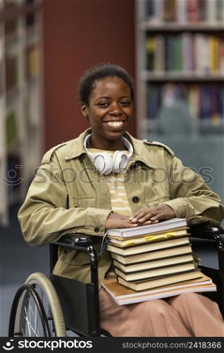portrait student wheelchair library