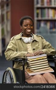 portrait student wheelchair library