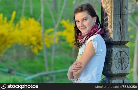 portrait teenage girl in spring time