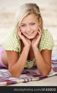 Portrait teenage girl on beach