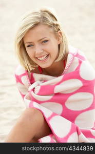 Portrait teenage girl on beach