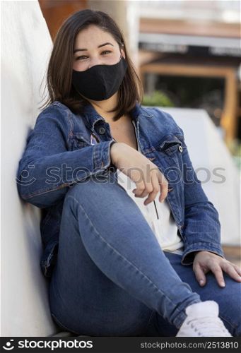portrait teenager wearing face mask