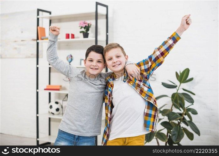 portrait two boys home