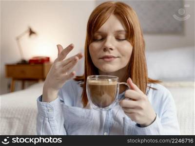 portrait woman home drinking coffee 6. portrait woman home drinking coffee 5