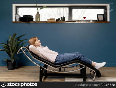 portrait woman home relaxing chair 4. portrait woman home relaxing chair 3
