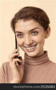 portrait woman talking phone