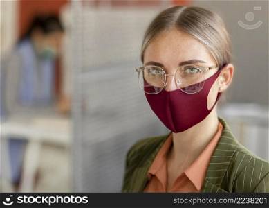 portrait woman wearing face mask work