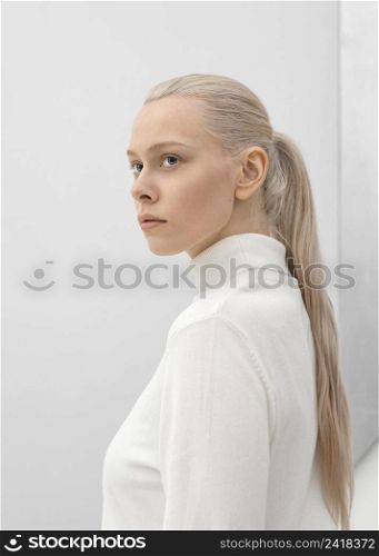 portrait woman wearing white clothes