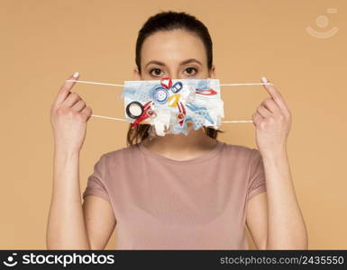 portrait woman with craft mask