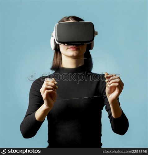 portrait woman with virtual reality headset 7