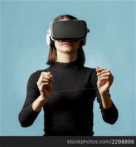 portrait woman with virtual reality headset 7