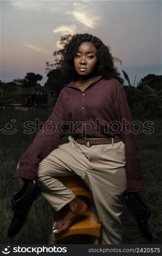 portrait young woman posing
