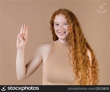 portrait young woman teaching sign language 6