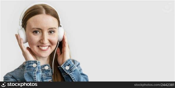 portrait young woman with headphones