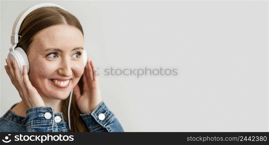 portrait young woman with headphones 3