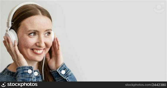 portrait young woman with headphones 3