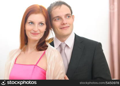 Portraits of formally dressed couple