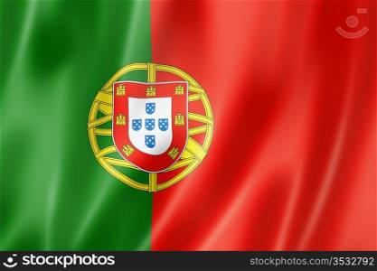 Portugal flag, three dimensional render, satin texture. Portuguese flag