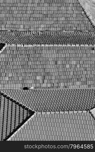 Portugal. Porto city. Old historical part of Porto. Roofs. In black and white