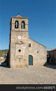 Portuguese Church and bell tower from the 17th century at Freixo do Numao. Council of Vila Nova de Foz Coa. Portugal. Douro Region.