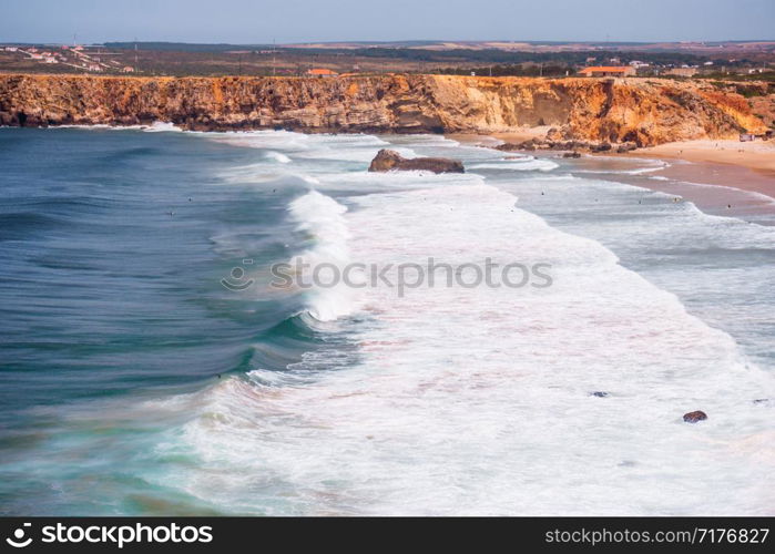 Portuguese coast, cliff into the Atlantic Ocean. Taken in Sagres