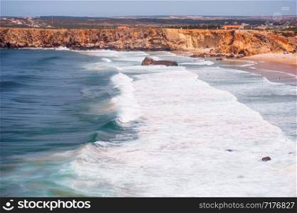 Portuguese coast, cliff into the Atlantic Ocean. Taken in Sagres