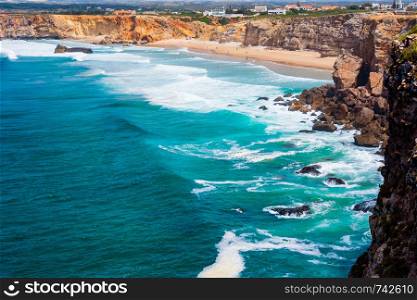 Portuguese coast, cliff into the Atlantic Ocean. Taken in Sagres
