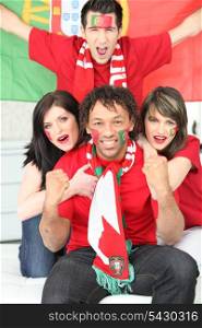 Portuguese football fans celebrating