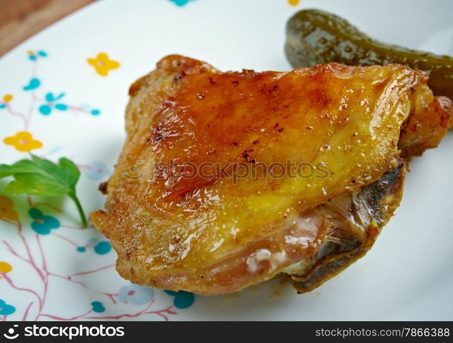 Portuguese Piri-piri chicken. close up