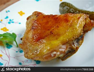 Portuguese Piri-piri chicken. close up