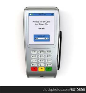 POS terminal isolated on white background. 3d