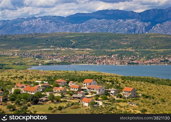Posedarje bay and Velebit mountain view, Dalmatia, Croatia