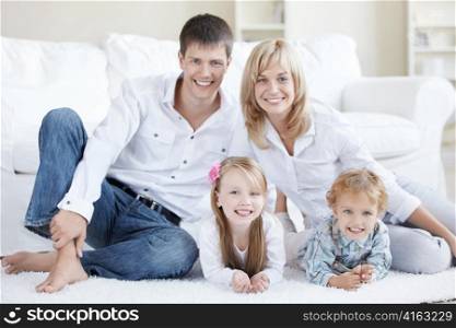 Positive family with children at home