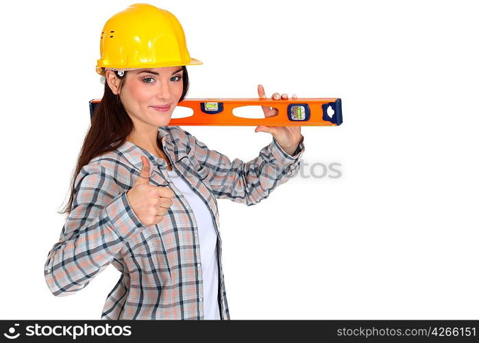 Positive woman giving the thumbs-up