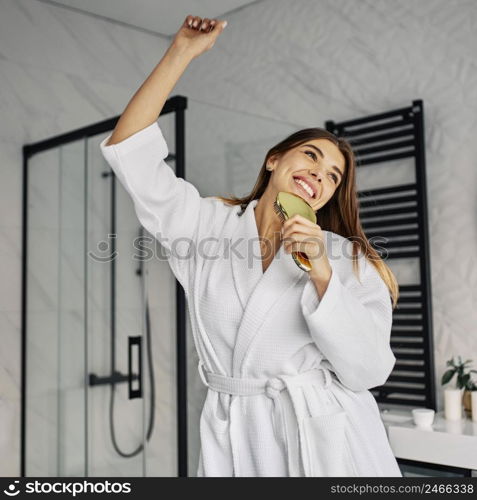 positive young woman bathrobe 2