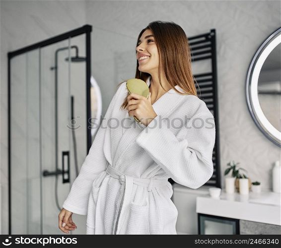 positive young woman bathrobe 4