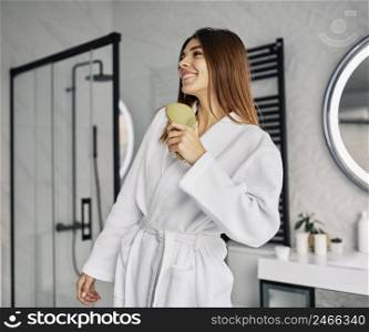 positive young woman bathrobe 4