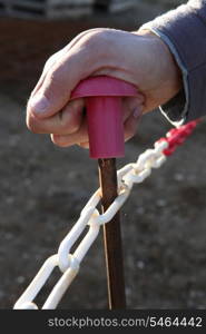 Post and chain safety barrier