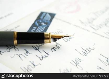 Post card and pen