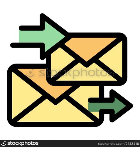 Postal envelope icon. Outline postal envelope vector icon color flat isolated. Postal envelope icon color outline vector