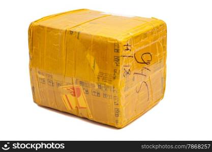 Postal package box isolated on white background